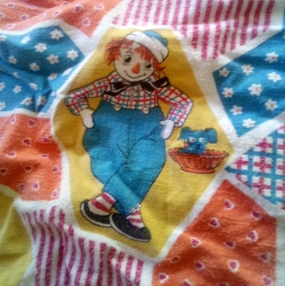 2 Vintage Raggedy Ann & Raggedy Andy Baby Receiving Blankets Rag Dolls - Picture 5 of 12